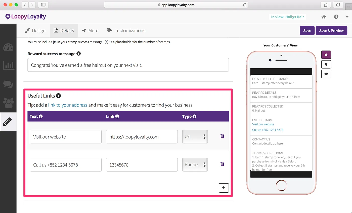 Loopy Loyalty screen: How to Create Digital Punch Cards for your Hair Salon in under 15 minutes
