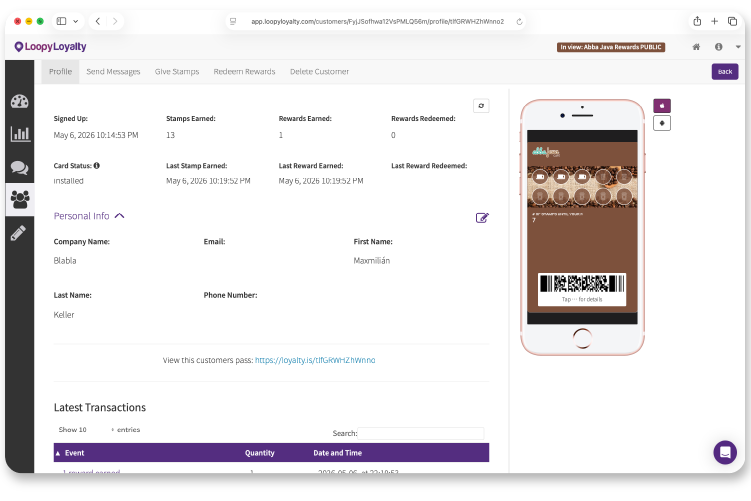 Loopy Loyalty Customer Overview