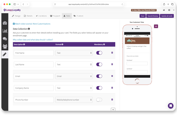 Loopy Loyalty
              flexible data capture