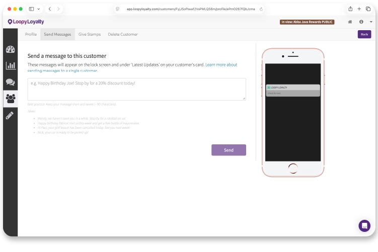Loopy Loyalty messaging
              one-to-one