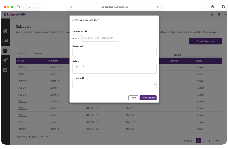 Loopy Loyalty controlled
              access
