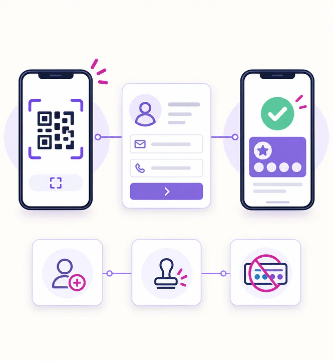 Stamper app enrol customers on the spot