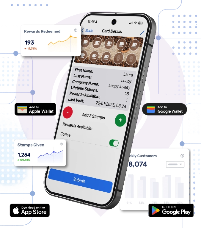 Loopy Loyalty stamper app on a smartphone