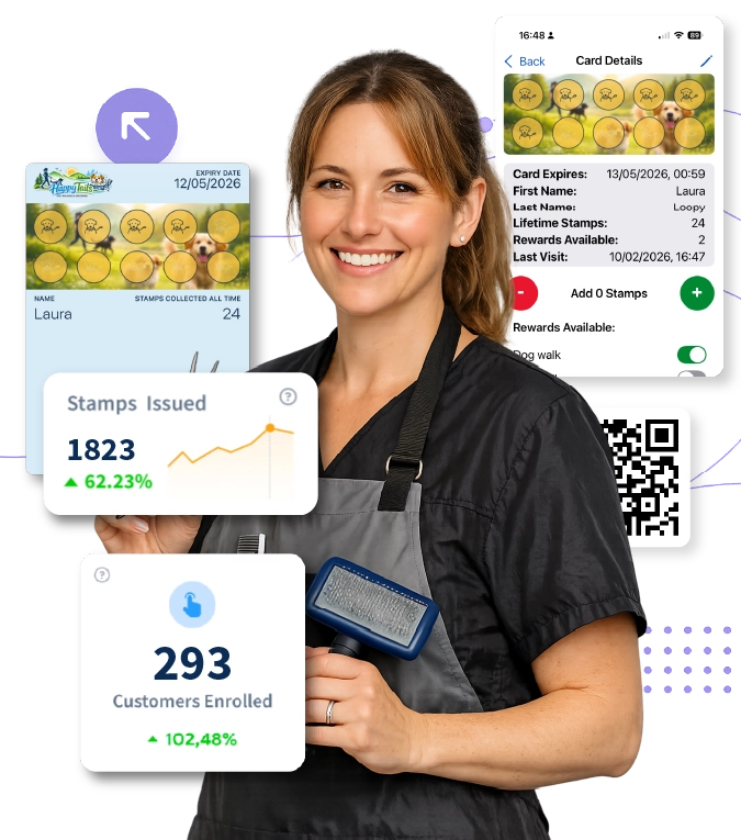 Pet-care business owner with loyalty programme results